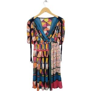 🆕️Anthropologie Mauve Geometric Print Multicolor Flowy Dress